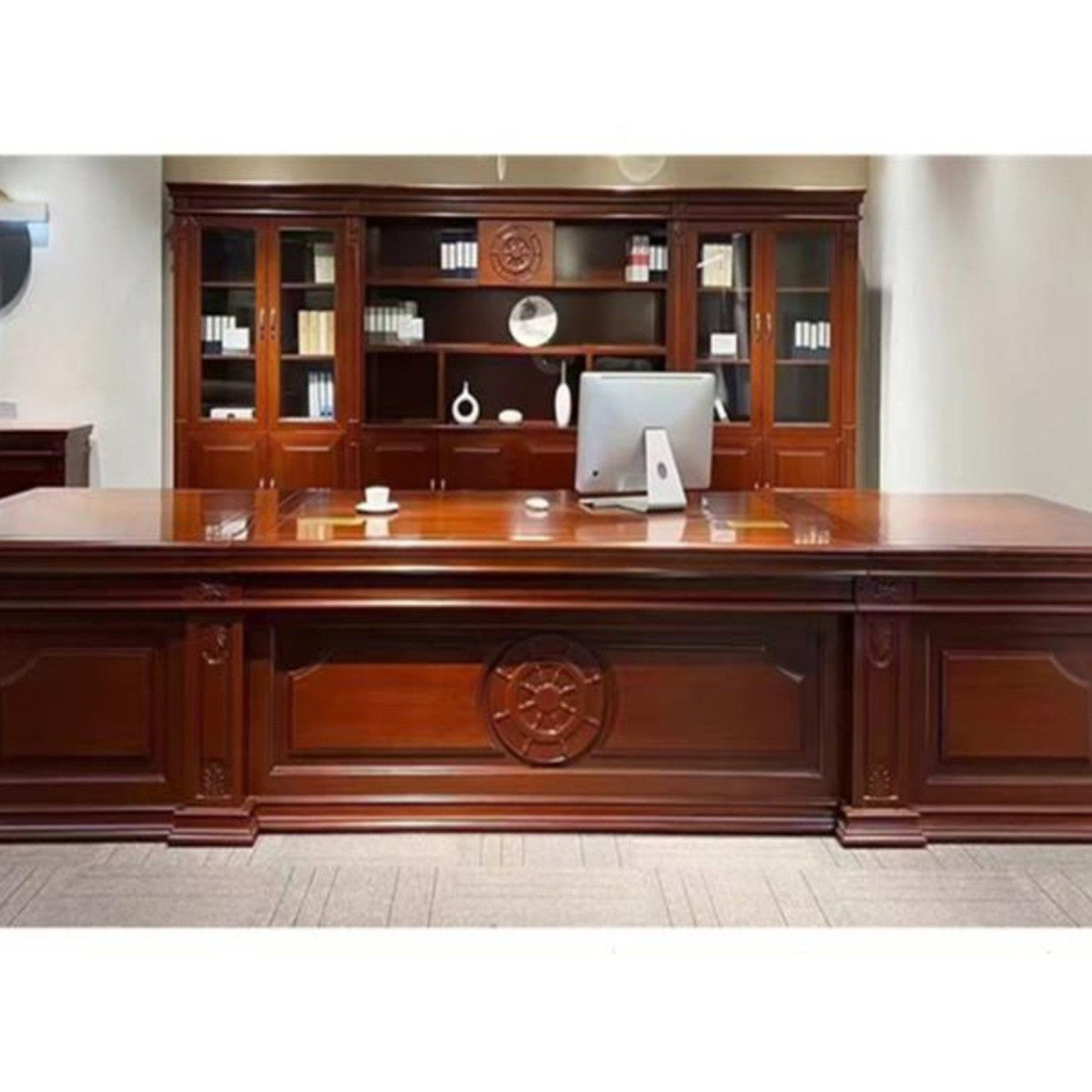 新中式领航掌舵者高档办公室油漆总裁老板桌大班台厂家直销实木皮