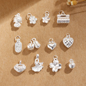999足银吊坠爱心纯银樱花项链手镯挂件手工手链串珠DIY饰品配件
