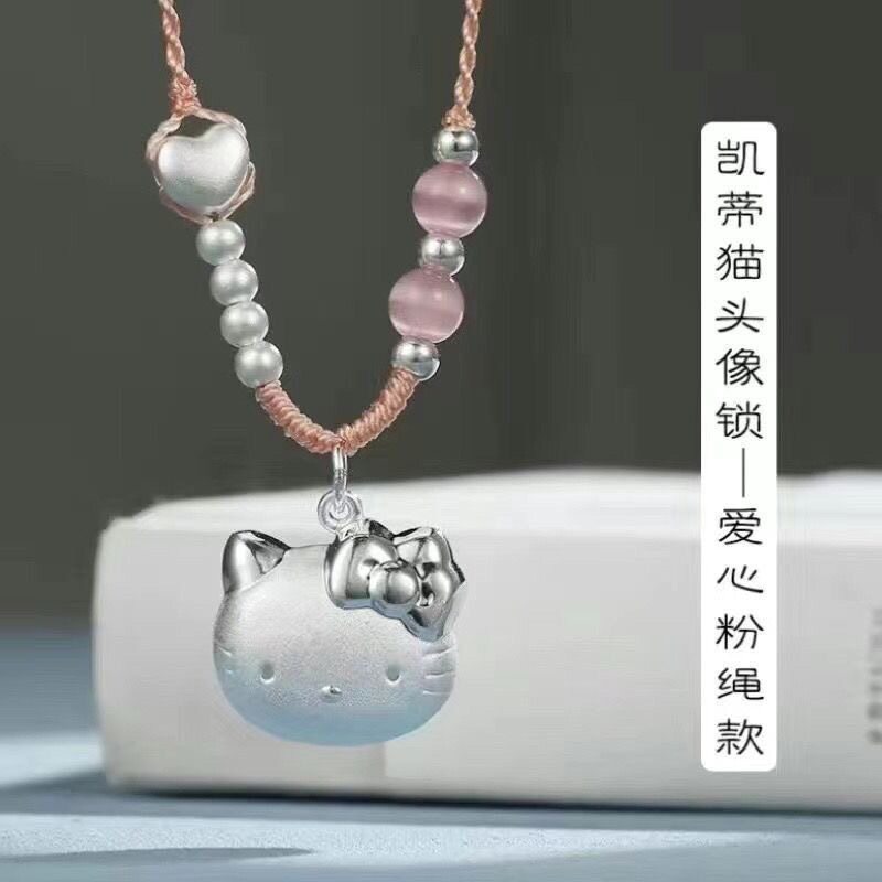 999纯银吊坠足银凯蒂猫吊坠女可爱宝宝项链小众百搭抖音同款热卖