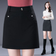 秋冬毛呢短裙女高腰大码 宽松显瘦百搭呢子a字裙半身裙加厚一步裙