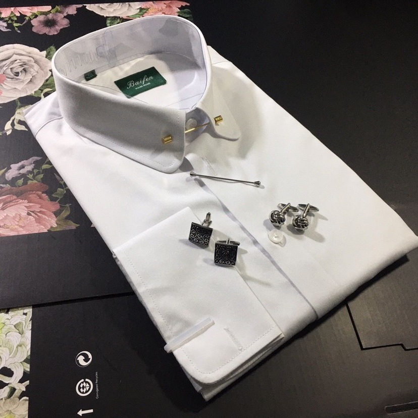 轻奢正品圆领领针法式袖扣袖钉男士修身长袖衬衫白衬衣婚礼圆角口,男装,衬衫,淘宝优惠券,粉丝福利购,淘宝优惠卷