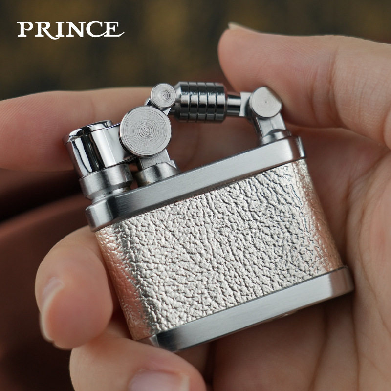 prince王子打火机创意金属皮纹磕头杠杆砂轮点火个性创意生日礼物