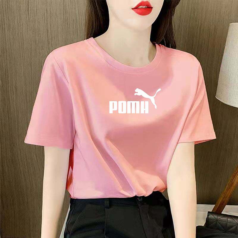 品牌粉色t恤女短袖2025新款夏季爆款纯棉半袖体恤宽松百搭上衣女