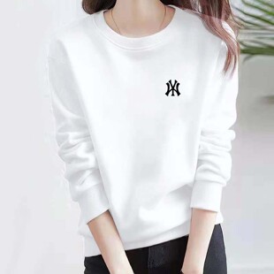 上衣纯棉打底衫 圆领宽松长袖 爆款 品牌正肩卫衣女秋冬加绒2026新款