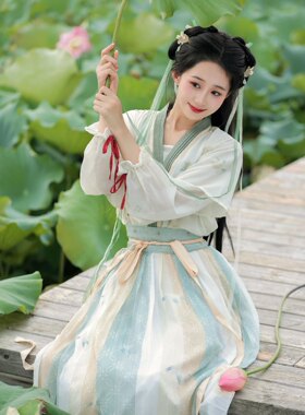 古装半袖齐腰襦裙汉服圆领衫