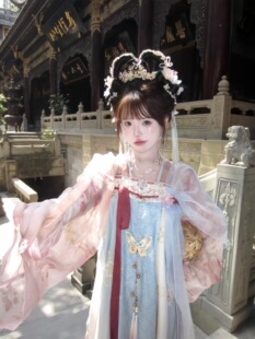 春夏新款樱花粉花满园原创汉服女唐制齐胸襦裙国风绝美小唐风古装