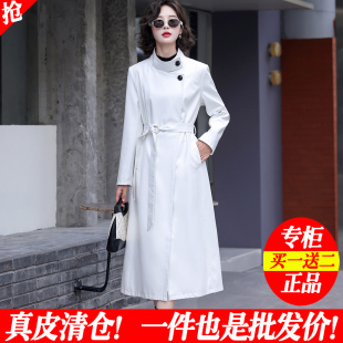 秋冬新款海宁真皮皮衣外套女中长款过膝绵羊皮风衣立领显瘦皮大衣
