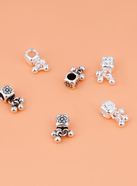 S925纯银   花朵方块流苏 隔珠 手工DIY串珠材料制作手链配件