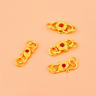 S925古法银镀金配件S扣手链项链扣头diy编绳镶嵌南红锆石收尾扣子