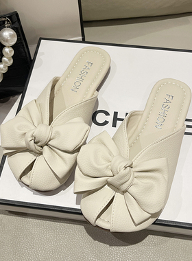 蝴10855蝶结包头半拖鞋女新外款平夏2024季穿仙女风配裙子底穆勒