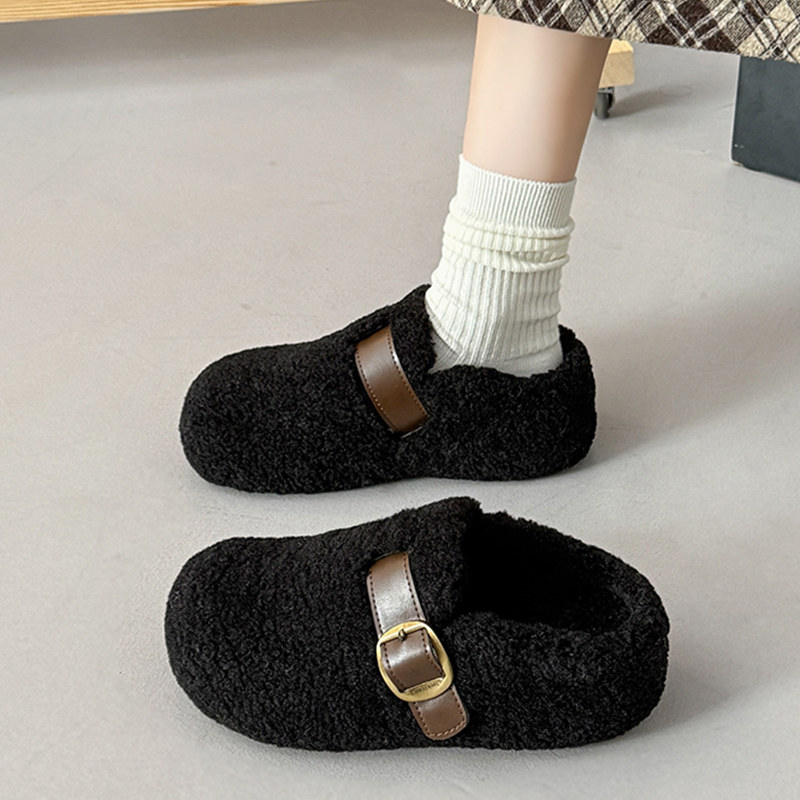 厚底增高勃肯鞋毛毛拖鞋外穿2025新款羔保暖包头1201k