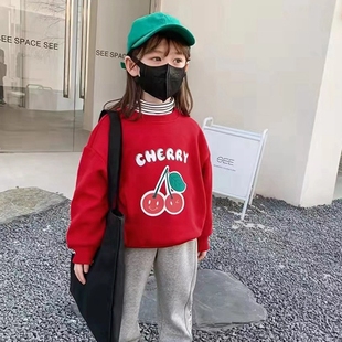 中童 女童加绒套头衫 4635一体绒卫衣童装 秋冬款