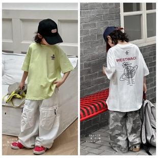 96132童家短袖T恤衫童装夏款男女童字母体恤中大童