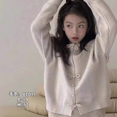 82011E家毛衣开衫童装秋冬款女童针织衫中大童