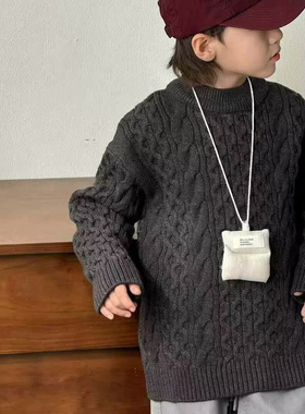 82067E家加厚麻花毛衣童装秋冬款男女童针织衫套头衫中大童