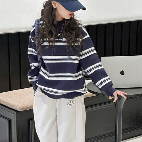 82058E家一体绒毛衣童装秋冬款男女童加绒针织衫套头衫中大童