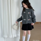 女童卡通拼色针织衫 春款 中大童 童装 0655童家毛衣开衫