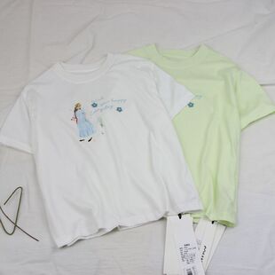 8328默希家短袖T恤衫童装夏款女童卡通休闲体恤中大童