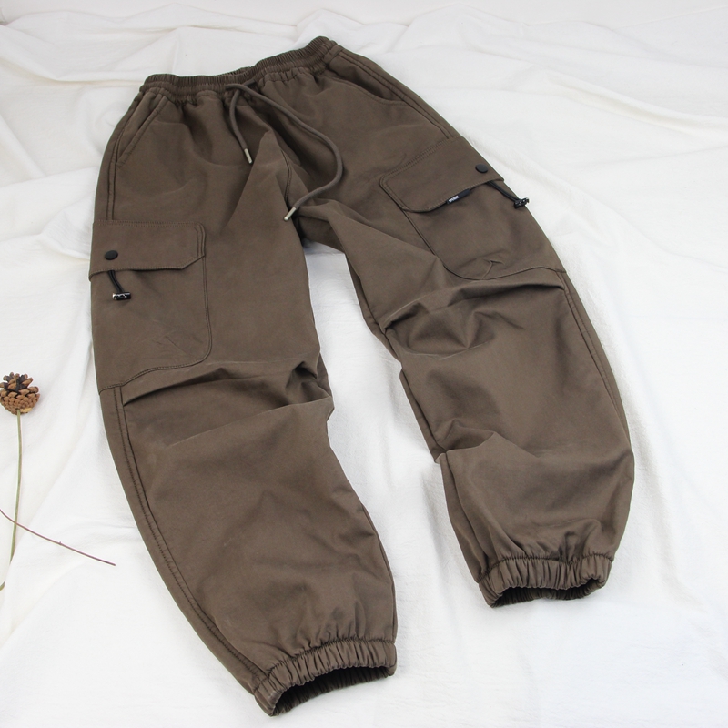 521青少年一体绒工装裤童装秋冬款男女童加绒休闲裤长裤大童