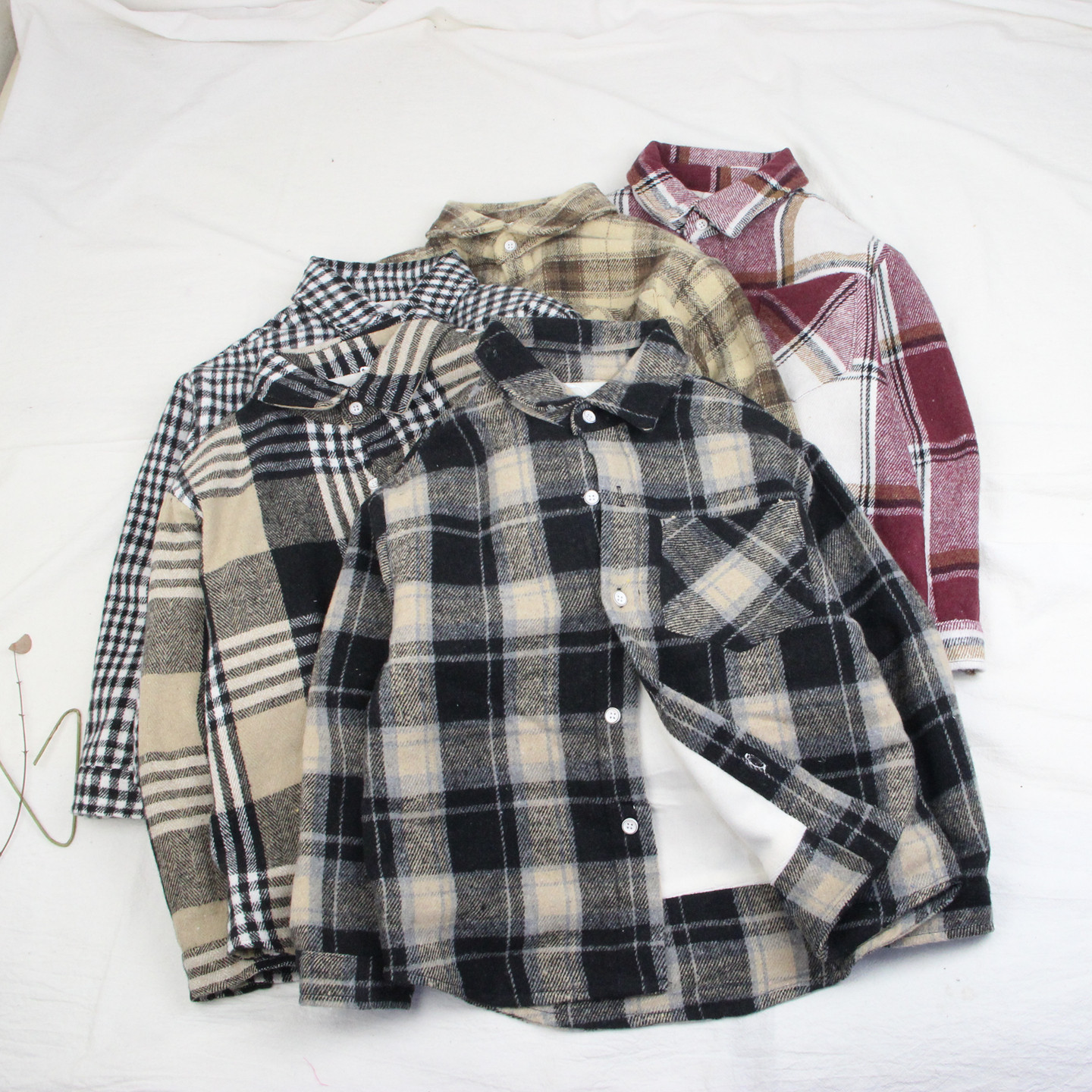 多款多色加绒长袖衬衫童装秋冬款男女童格子衬衣中大童