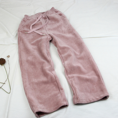 6851爱家一体绒条绒直筒裤童装秋冬款女童高弹力休闲裤长裤中大童