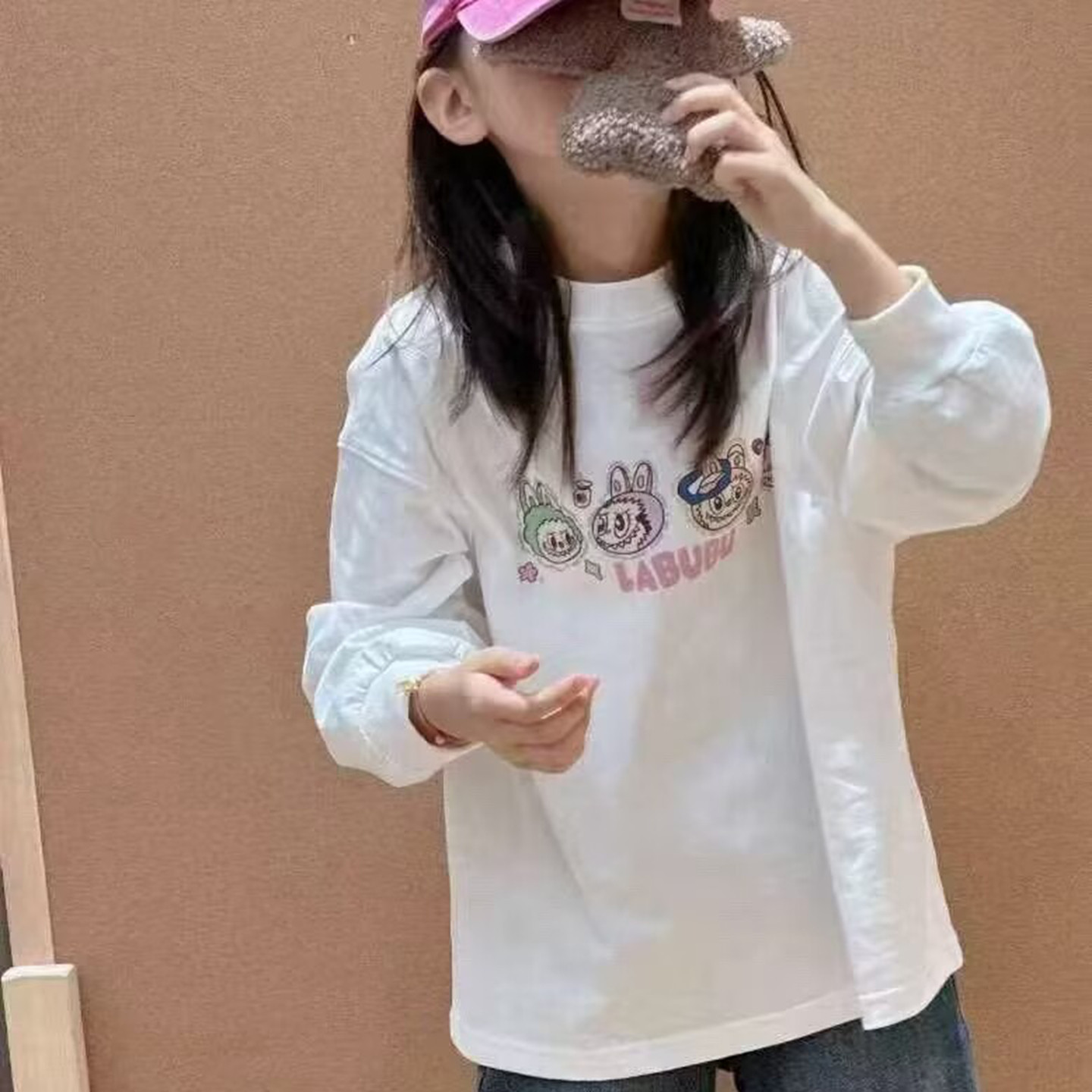 8122童家长袖T恤衫童装春款女童卡通体恤中大童