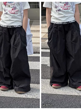 69026牛家工装裤阔腿裤童装夏款女童花边薄款休闲裤长裤中大童
