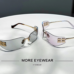 百搭太阳眼镜MU 字母时尚 A51 超轻无框墨镜女高级感一片式 2025新款