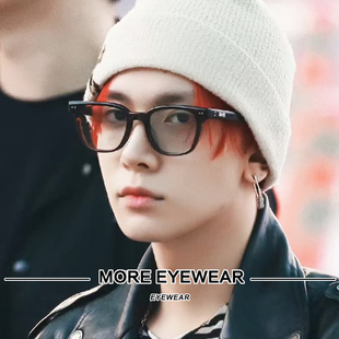 GM黑色眼镜架男方形大框板材显脸小素颜平光镜女配近视 李羲承同款