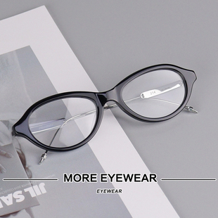 素颜平光镜MM214 椭圆眼镜架女黑框板材纯钛时尚 2025新品 GM联名款