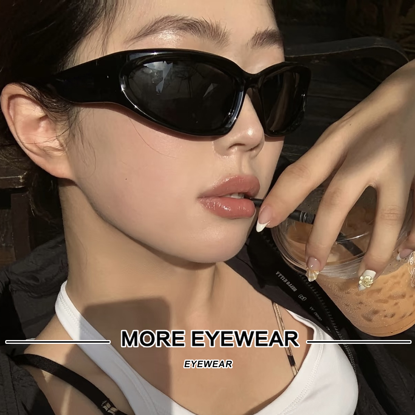 辣妹Y2K风墨镜未来科技感防嗮女