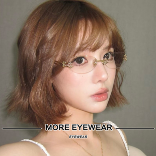 2025新款 素颜镜可配近视 GM无框眼镜女NODE超轻纯钛金色椭圆形时尚