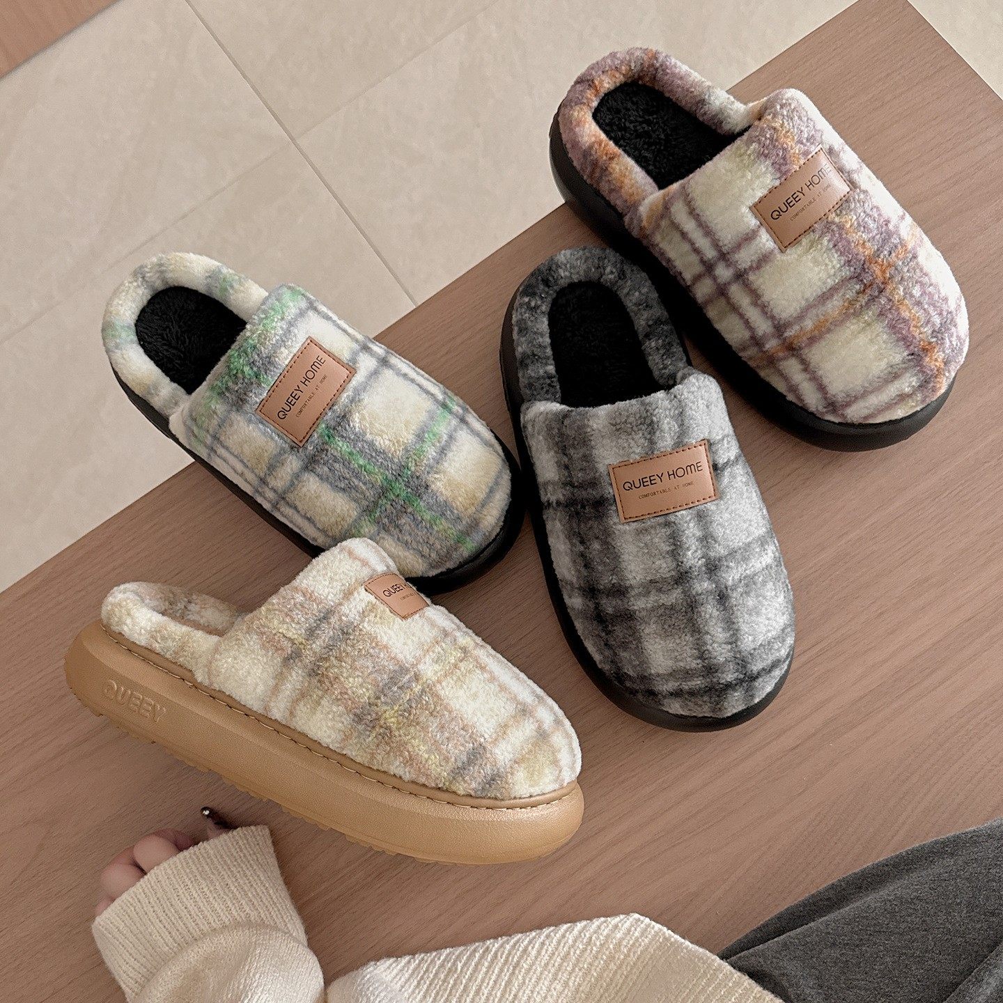 棉拖鞋男士冬室内家居防滑抗菌厚底毛绒保暖包头棉拖鞋2025新xc65