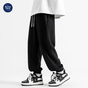 宽松学生束脚百搭休闲裤 秋季 男士 潮牌纯色运动卫裤 QW55 新款