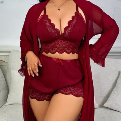 Hot selling plus size sexy lingerie with deep V-belt underwe