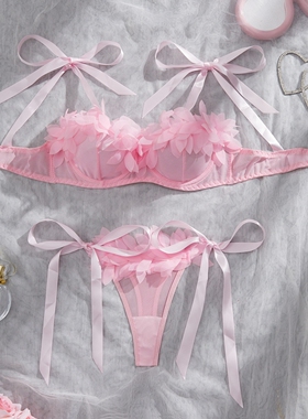 Sexy lingerie with mesh, see through bow tie straps, seducti