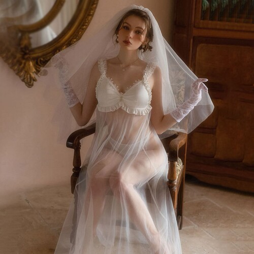 Bridal Wedding Dress Cosy Pajama Lace Mesh Sexy Princess Sle