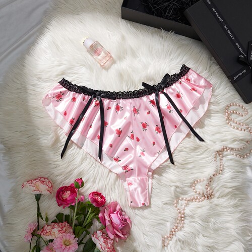 Fat mm sexy printed sleeping pants with lace and lace bow un