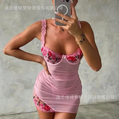 Hot selling sexy lingerie with lace see through steel suppor