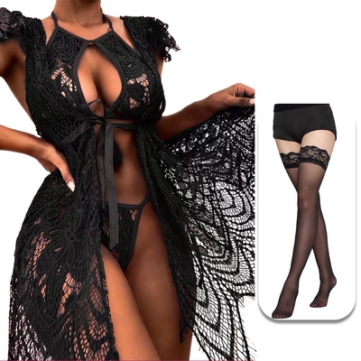 Feminine lace three-point erotic lingerie perspective seduct
