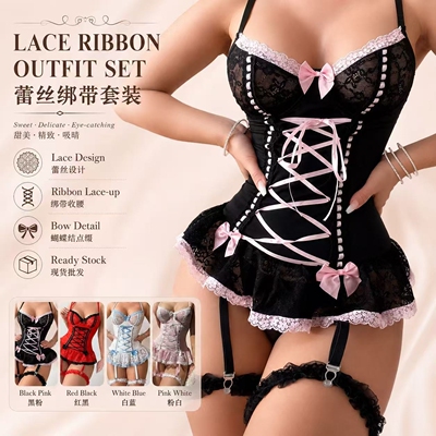 Explosive lace camisole dress set for women with bow tie and