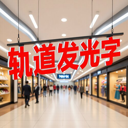 轨道吊杆发光字区域分类标识吊牌3D商超展吊装广告牌LED立体商用
