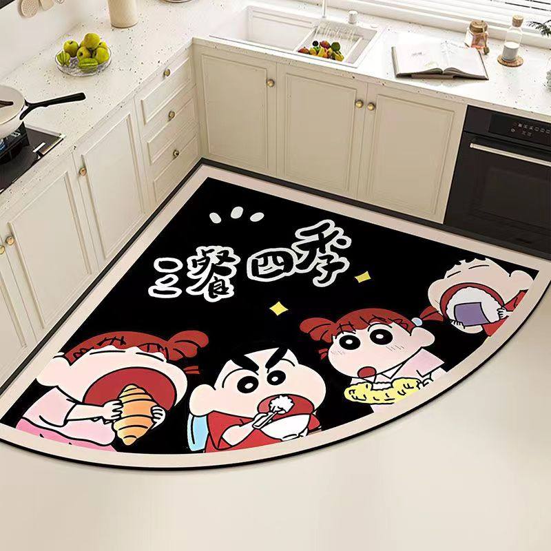 卡通蜡笔小新厨房专用地垫可爱防滑防油脚垫可擦免洗垫子吸水地毯,居家布艺,厨房地垫,淘宝优惠券,粉丝福利购,淘宝优惠卷