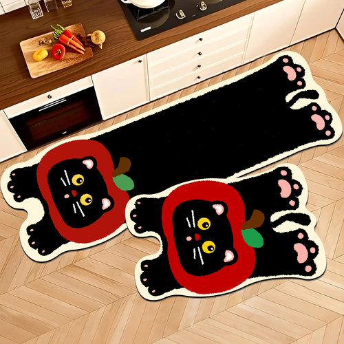 卡通猫咪硅藻泥厨房地垫吸水防滑