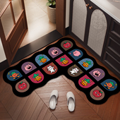 复古卡通卫生间L形拐角浴室地垫防滑吸水厕所门口硅藻泥速干脚垫