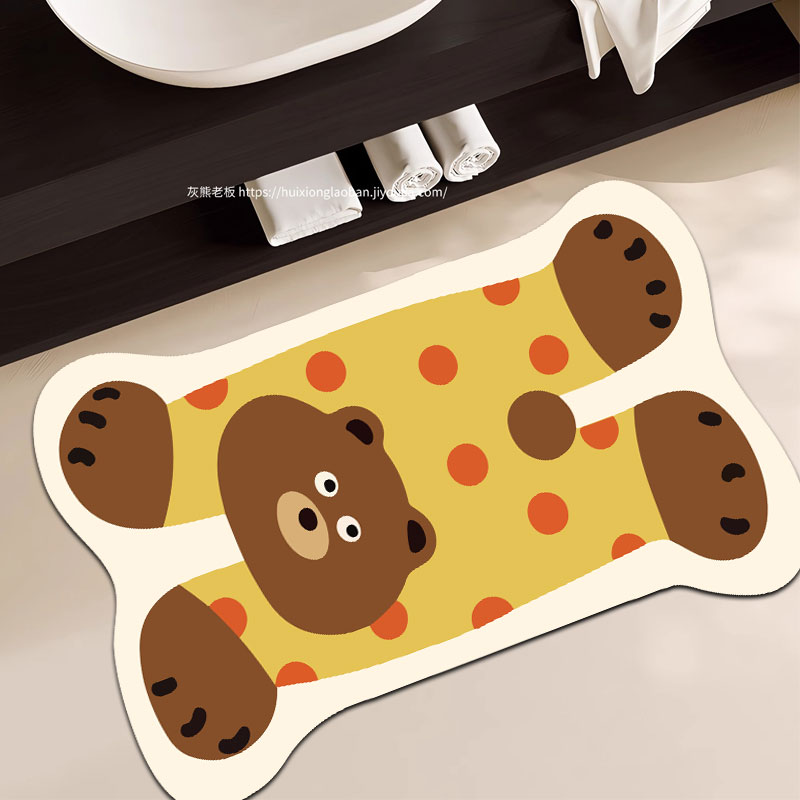 硅藻泥卡通动物浴室地垫