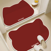 红色卫生间地垫硅藻泥防滑吸水软垫洗手间脚垫子浴室门口厕所地毯