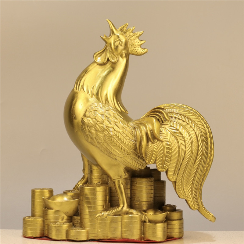 金钱鸡办公室桌面纯铜招财图片