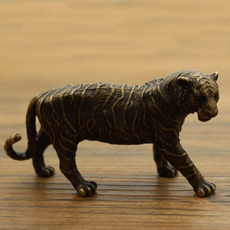 纯铜老虎手把件生肖虎金属工艺品