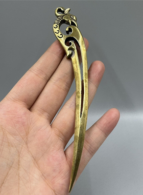 实心凤头发簪纯铜复古